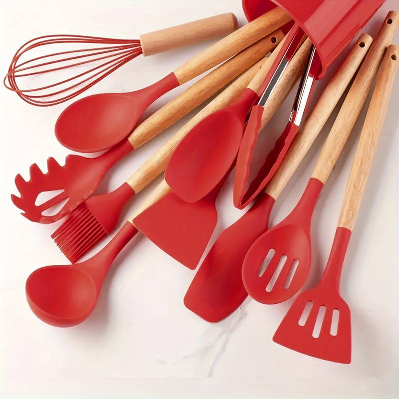 Canaya - Ensemble d'ustensiles de cuisine en silicone de luxe (12 pièces)