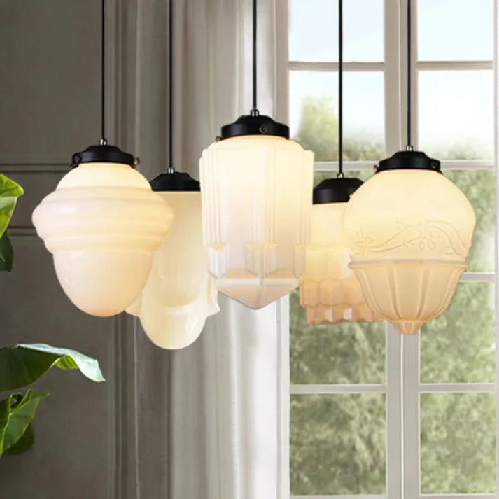 LumiNéo – Suspension Géométrique en Verre Givré Moderne