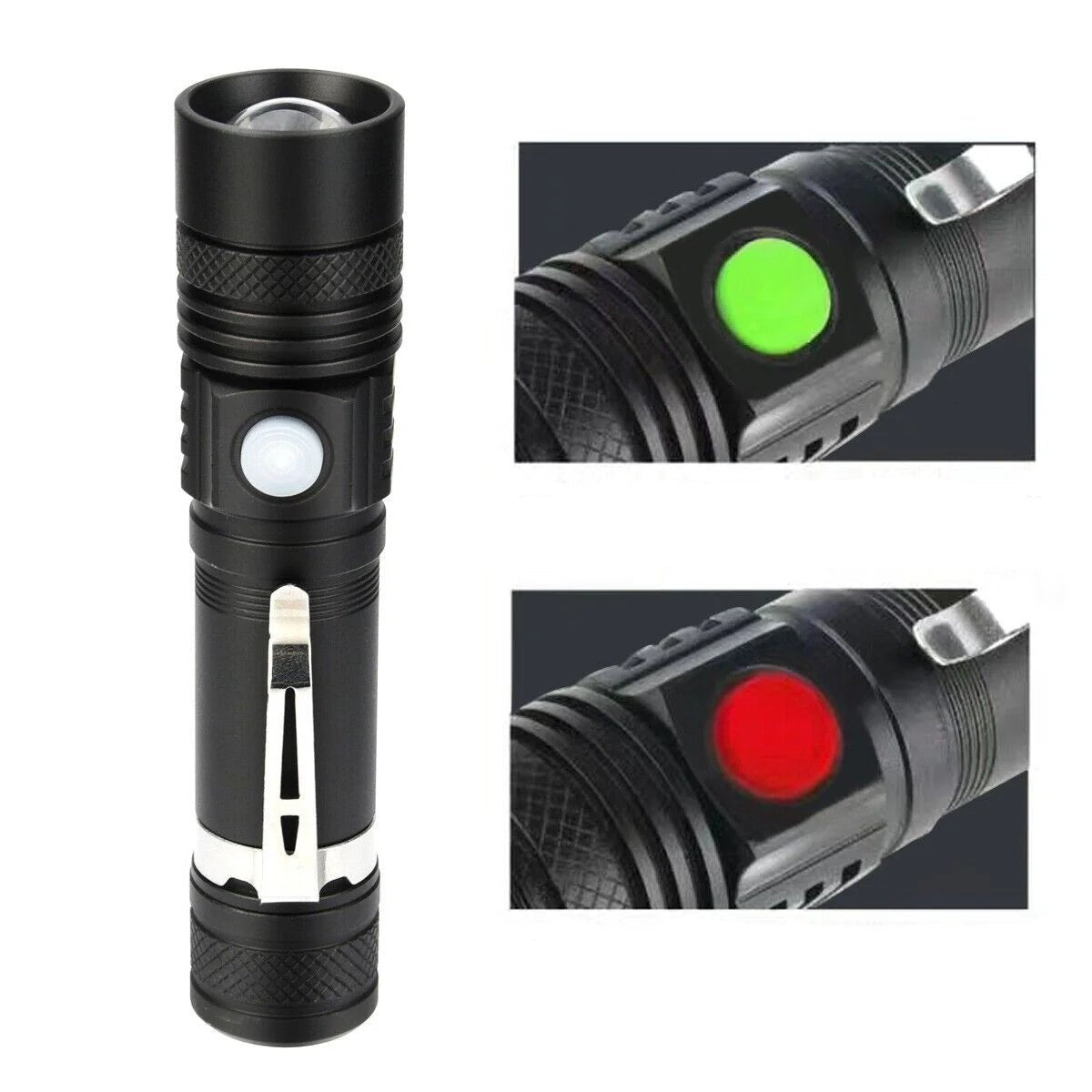 Floroux - Super lumineux 90000LM lampe de poche tactique zoomable avec batterie rechargeable