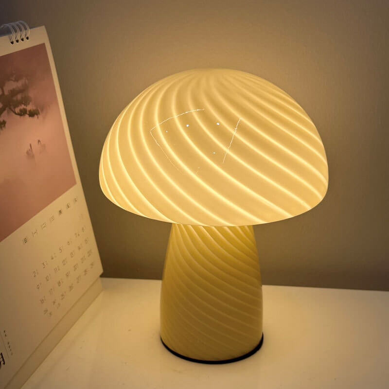 Floroux lampe de table en verre au design de champignon | Minimaliste & Moderne | Lumière d'ambiance chaude | Parfait pour la maison & le bureau