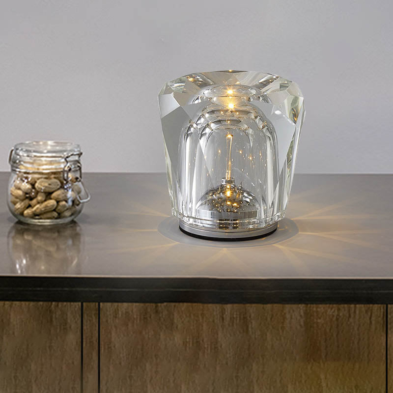 Floroux LED Table Lamp in Cylindrical Crystal | Creative Design | Perfect for Bedroom & Decoration