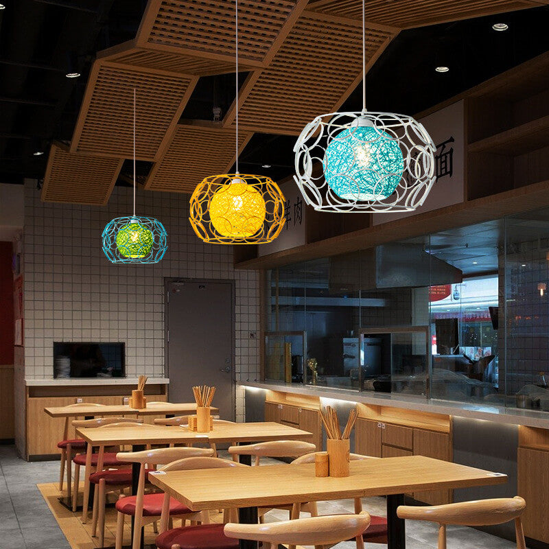 Floroux Creative Pendant Light in Hemp Weaving | Modern Design | Unique Bright Accent | Suspension for Home