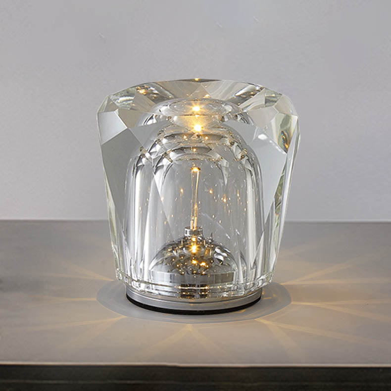 Floroux LED Table Lamp in Cylindrical Crystal | Creative Design | Perfect for Bedroom & Decoration