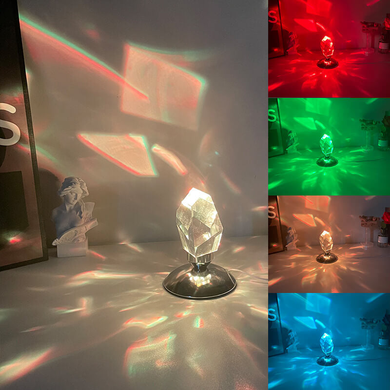 Floroux Diamant Crystal LED Lampe de table | Lumière d'ambiance luxueuse | Changement de 3 ou 16 couleurs | Lampe de nuit sans fil
