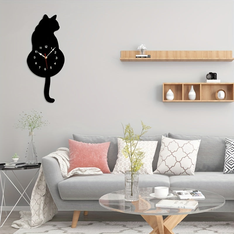 SwingTail Horloge - Style Queue de Chat Balançante Décoration Murale