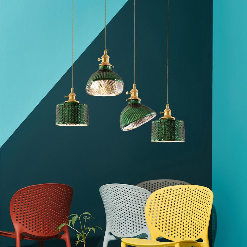 Floroux Chandelier Vintage Nordic | Brass & Green Glass | Pendant Lamp 1/2/3 Lights | Elegant Design
