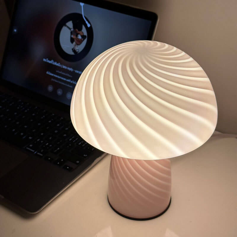Floroux lampe de table en verre au design de champignon | Minimaliste & Moderne | Lumière d'ambiance chaude | Parfait pour la maison & le bureau