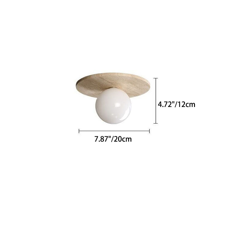 Floroux Round Travertine Ceiling Light | Vintage Design | Recessed Installation | Ideal for the Hallway