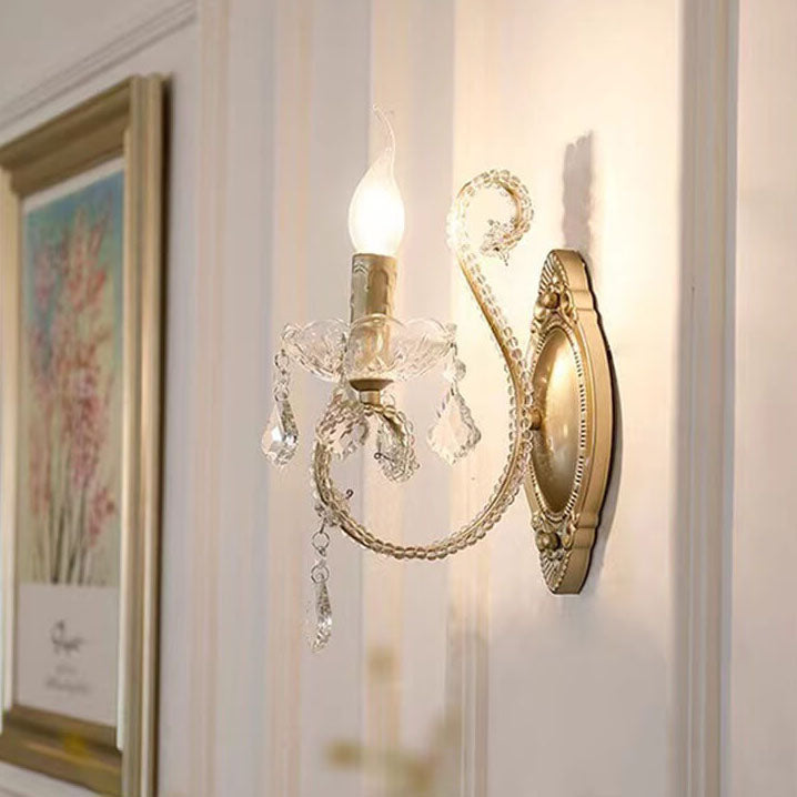 Floroux Vintage Crystal Wall Sconce | Candle Holder Design | 1-2 Flame | European Style