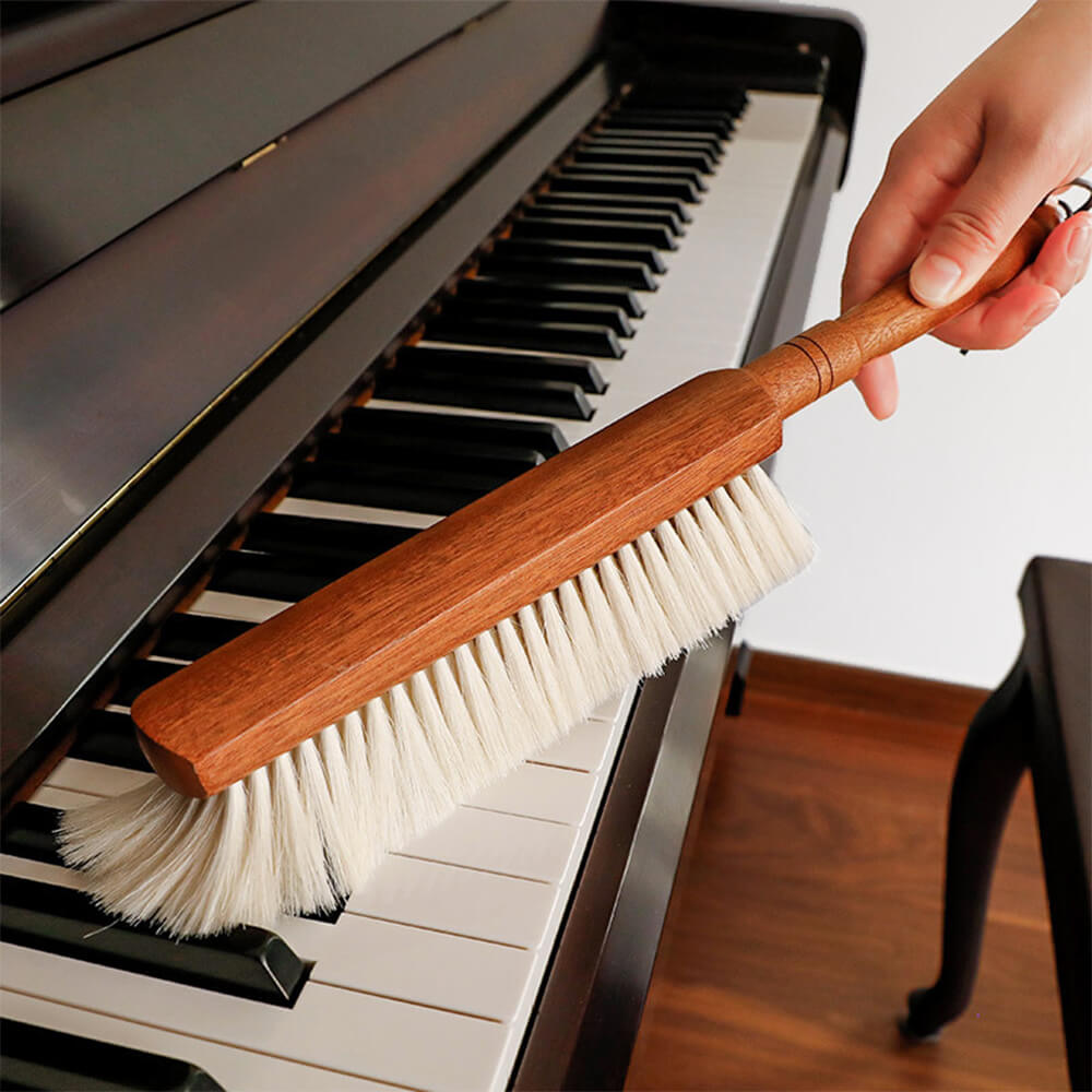 Brosse de nettoyage multifonctionnelle en poils de laine avec poignée en bois de santal