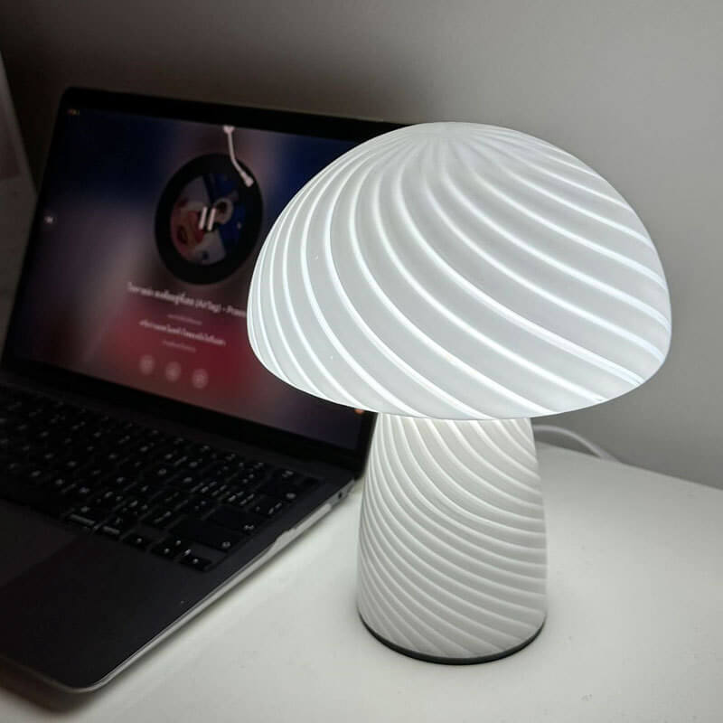 Floroux lampe de table en verre au design de champignon | Minimaliste & Moderne | Lumière d'ambiance chaude | Parfait pour la maison & le bureau