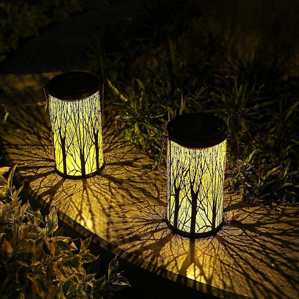 Floroux Art Deco Lampe Solaire | Design Cylindre | Fer & LED | Éclairage de Jardin
