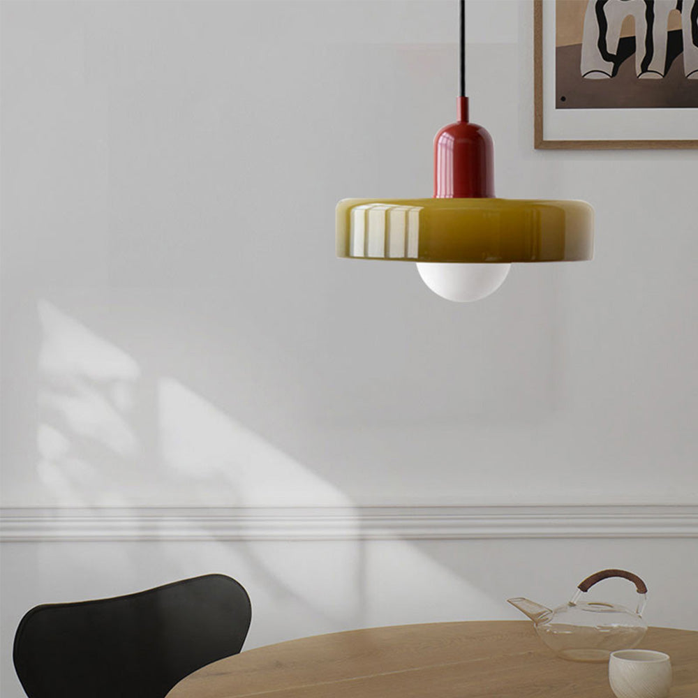 Suspension Floroux in colored glass | Elegant hanging lamp in Bauhaus style | Designer lamp for the living room and dining room