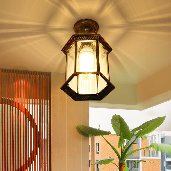 Floroux Outdoor Ceiling Light | Waterproof | Hexagonal Design | Semi-Recessed Mounting