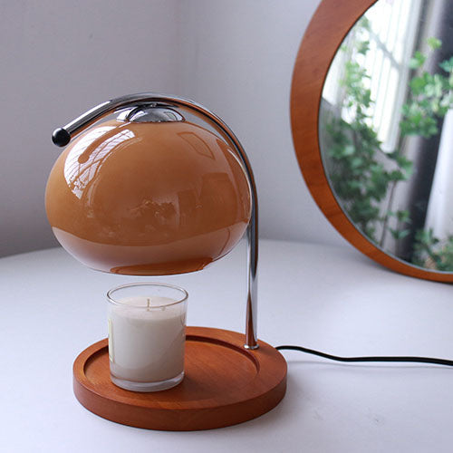 Floroux Lampe en verre vintage avec socle en bois | Cire fondue | Variateur | Luminaires d’ambiance | Décor pour la maison