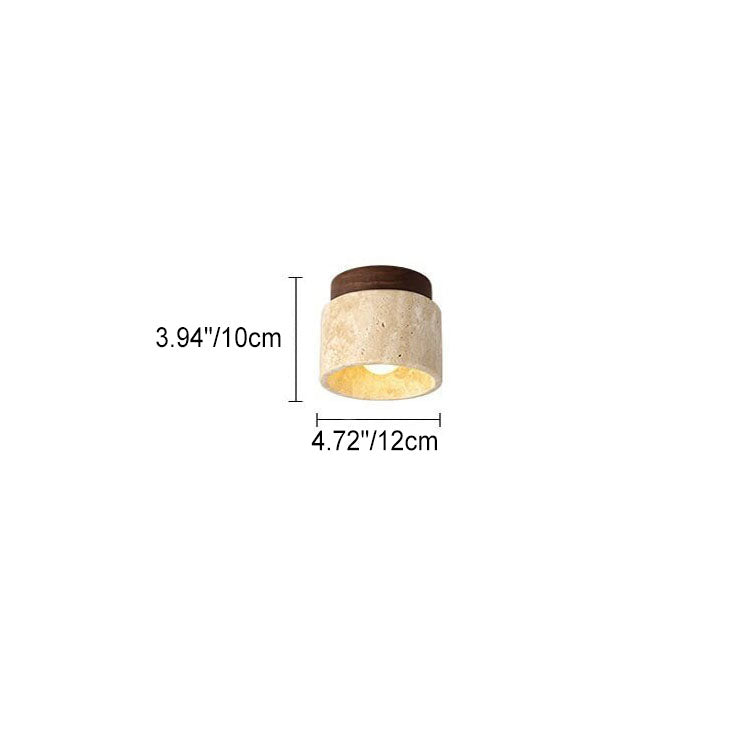 Floroux Round Travertine Ceiling Light | Vintage Design | Recessed Installation | Ideal for the Hallway