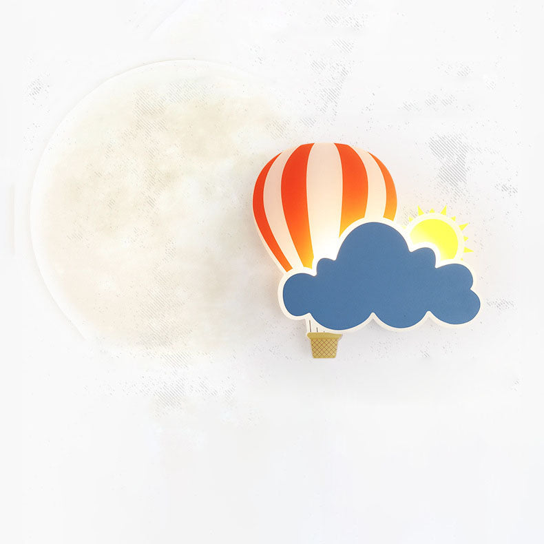 Floroux LED Applique Murale | Design Créatif de Montgolfière & de Nuage | Pour Chambre d'Enfant | Lumière Blanc Chaud & Blanche