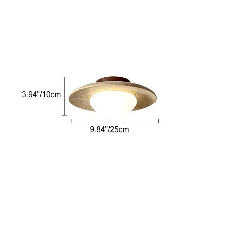 Floroux Round Travertine Ceiling Light | Vintage Design | Recessed Installation | Ideal for the Hallway