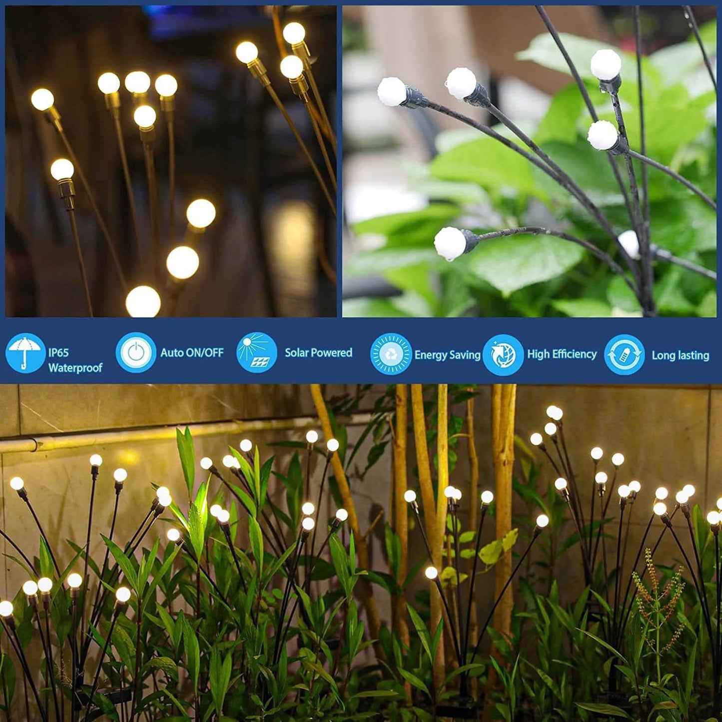 Floroux Firefly Solar LED Lamp Outdoor | Waterproof Lawn Lighting | Decorative Solar Lamp