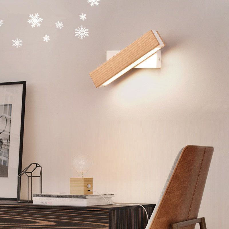 Floroux Applique LED | Design en bois et fer rectangulaire | Moderne et scandinave | Pour chambres à coucher et espaces de vie