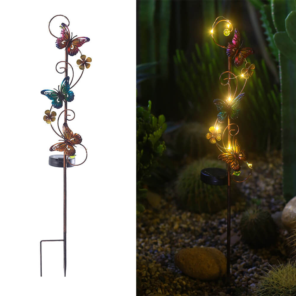 Floroux Solar Garden Lamp | Metal Design | Butterfly, Dragonfly, Hummingbird | Landscape Lighting