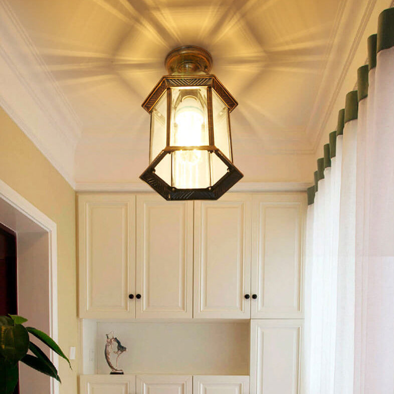 Floroux Outdoor Ceiling Light | Waterproof | Hexagonal Design | Semi-Recessed Mounting