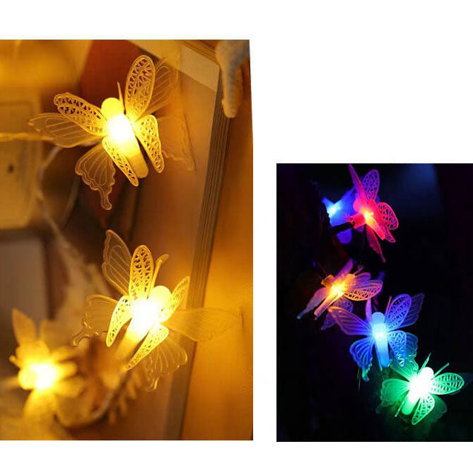 Floroux Guirlande LED | Design Papillon | Pour Jardin, Balcon & Terrasse | Décoration Extérieure