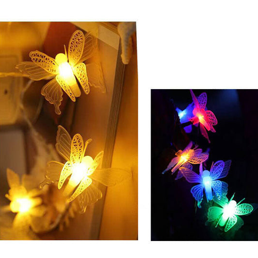 Floroux Guirlande LED | Design Papillon | Pour Jardin, Balcon & Terrasse | Décoration Extérieure