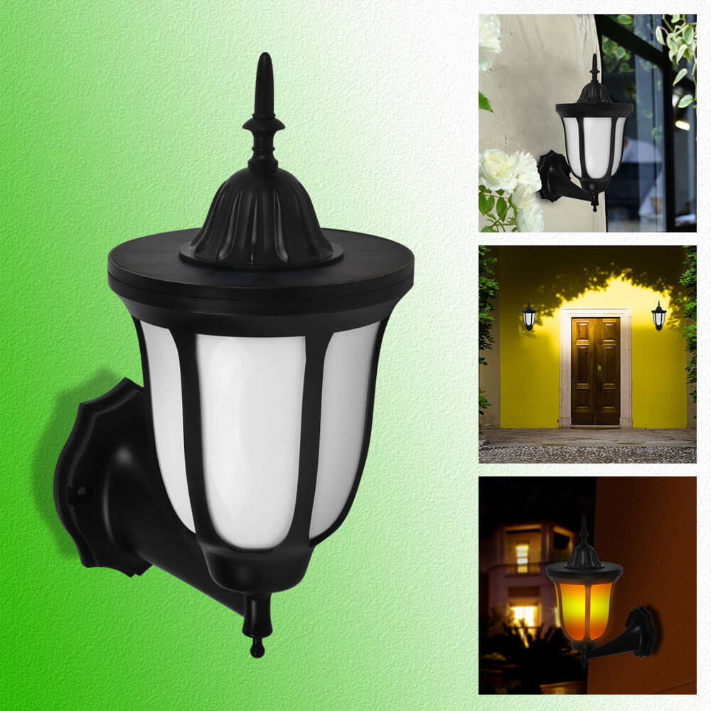 Floroux Solar Lanterns | LED Wall Light | Flame Effect | Waterproof & Outdoor Landscape Lighting