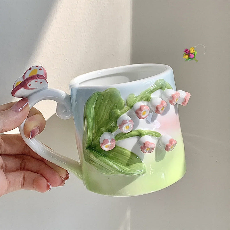 Tasse Floroux peinte à la main florale 3D