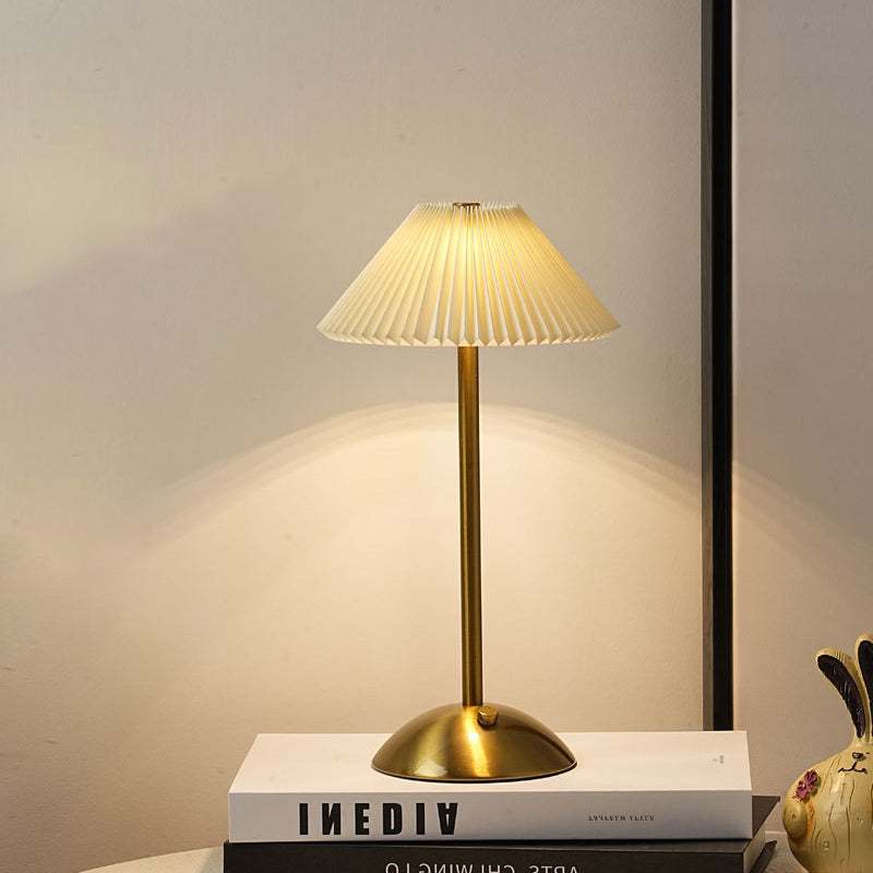 Floroux Skandi LED Table Lamp | Rechargeable | Pleated Fabric Shade | Wireless | Ambient Light | Nightstand Lamp