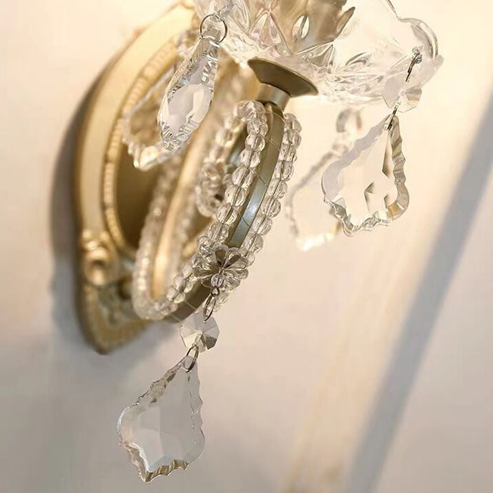 Floroux Vintage Crystal Wall Sconce | Candle Holder Design | 1-2 Flame | European Style