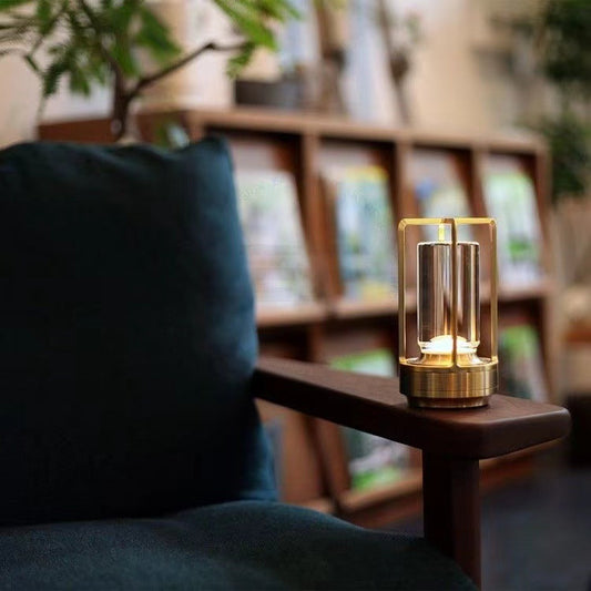 Floroux Lampe de table nocturne vintage | Aluminium & acrylique | Rechargeable USB | Lumière LED dimmable | Design nordique