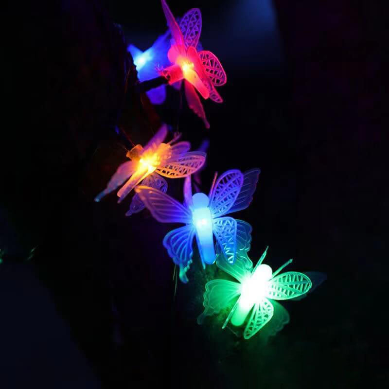 Floroux Guirlande LED | Design Papillon | Pour Jardin, Balcon & Terrasse | Décoration Extérieure
