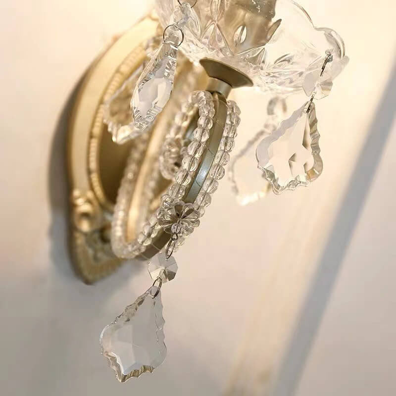 Floroux Vintage Crystal Wall Sconce | Candle Holder Design | 1-2 Flame | European Style