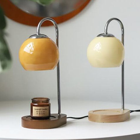 Floroux wooden table lamp with spherical light design | Wax effect | Dimmable | Perfect for the bedroom and decoration