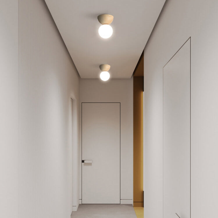Floroux ZenGlow Minimalisme Japonais LED Luminaire de Plafond | Aspect Bois | Design en Verre | Forme Ronde | Montage Encastré | Éclairage Stylé