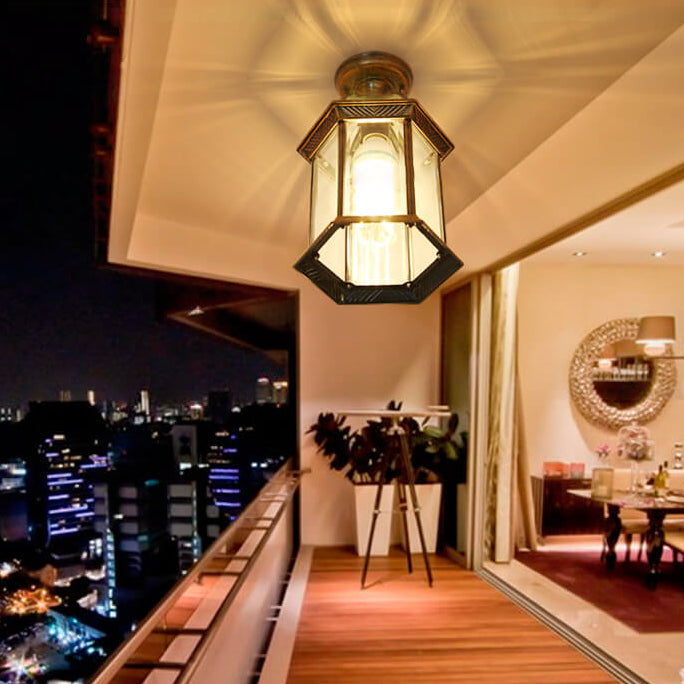 Floroux Outdoor Ceiling Light | Waterproof | Hexagonal Design | Semi-Recessed Mounting