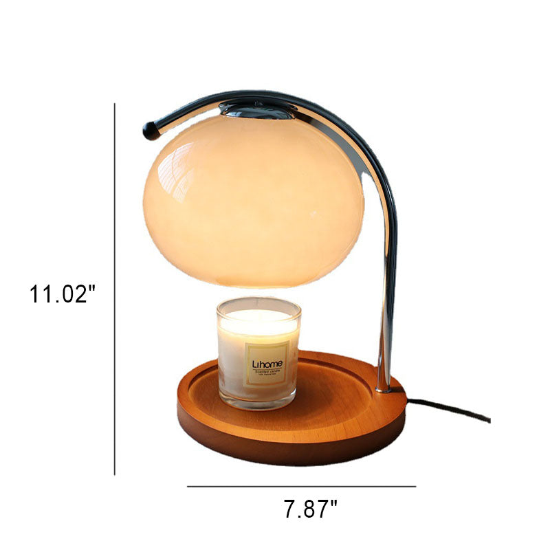 Floroux Lampe en verre vintage avec socle en bois | Cire fondue | Variateur | Luminaires d’ambiance | Décor pour la maison