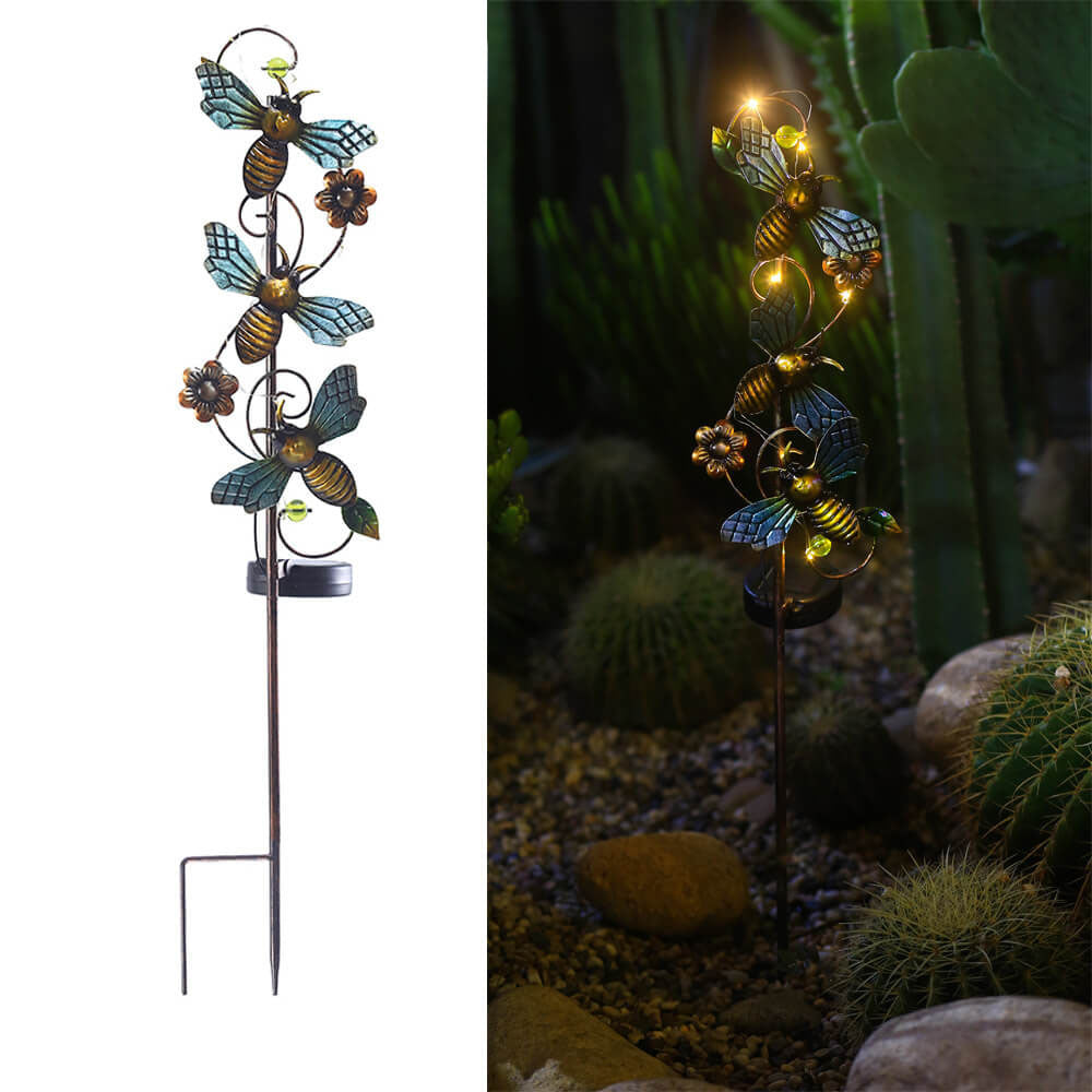 Floroux Solar Garden Lamp | Metal Design | Butterfly, Dragonfly, Hummingbird | Landscape Lighting