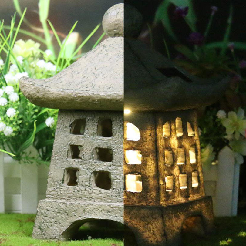 Floroux Pagoda Solar Light | Outdoor Resin Housing | Decorative Garden Light | Landscape Lighting