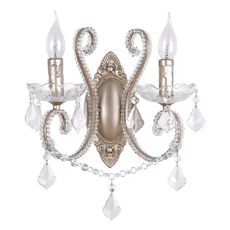 Floroux Vintage Crystal Wall Sconce | Candle Holder Design | 1-2 Flame | European Style