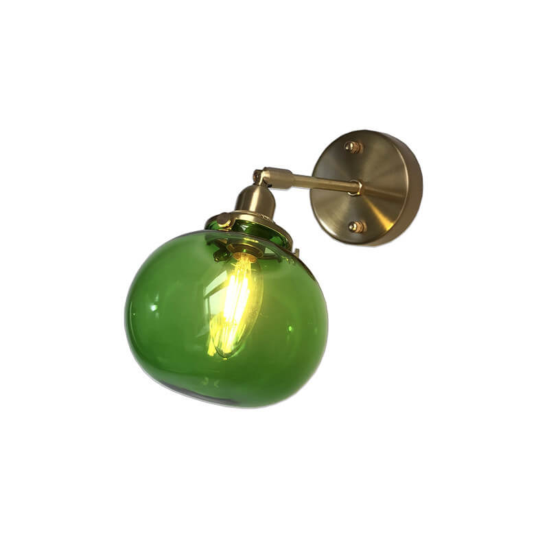 Floroux Japanese Wall Sconce | Round Glass & Brass Ball | Vintage Design | 1-bulb