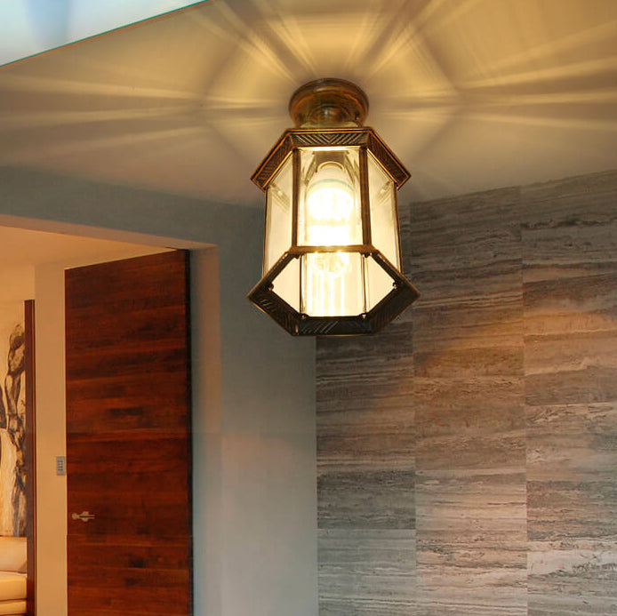 Floroux Outdoor Ceiling Light | Waterproof | Hexagonal Design | Semi-Recessed Mounting