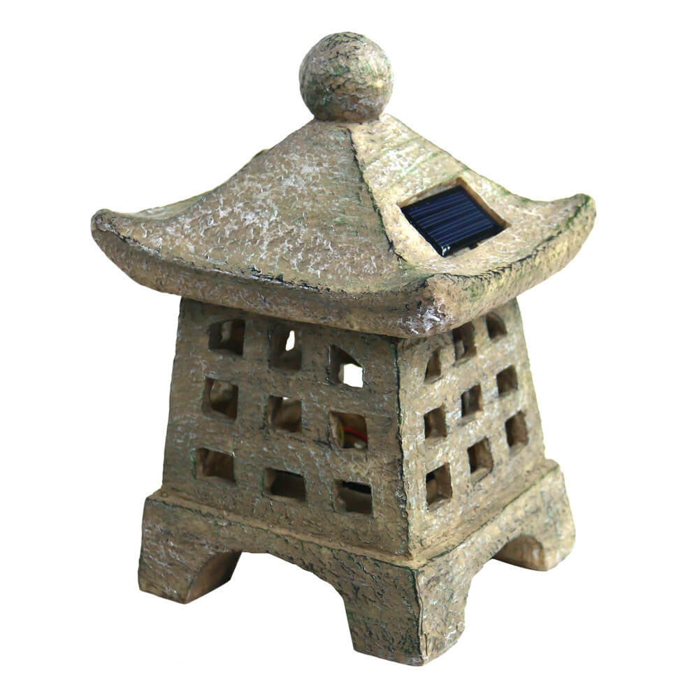 Floroux Pagoda Solar Light | Outdoor Resin Housing | Decorative Garden Light | Landscape Lighting