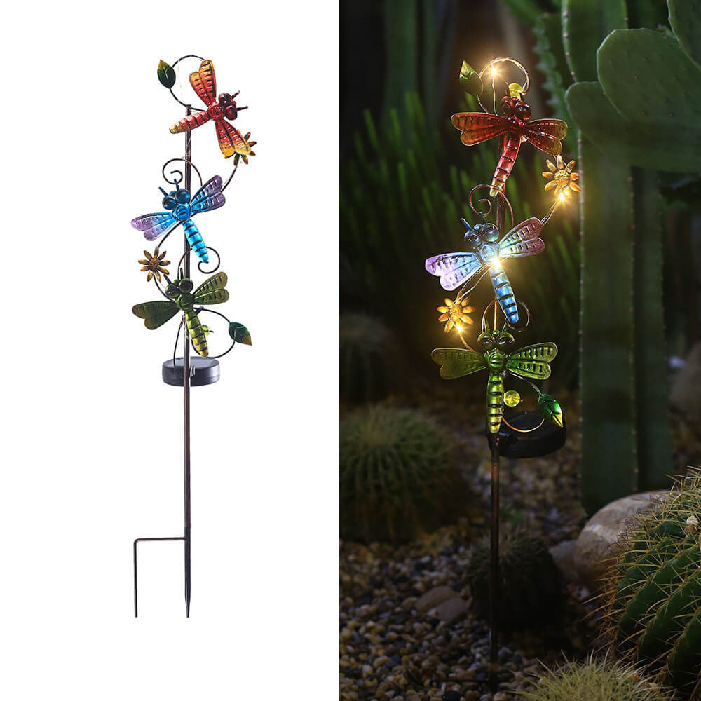 Floroux Solar Garden Lamp | Metal Design | Butterfly, Dragonfly, Hummingbird | Landscape Lighting