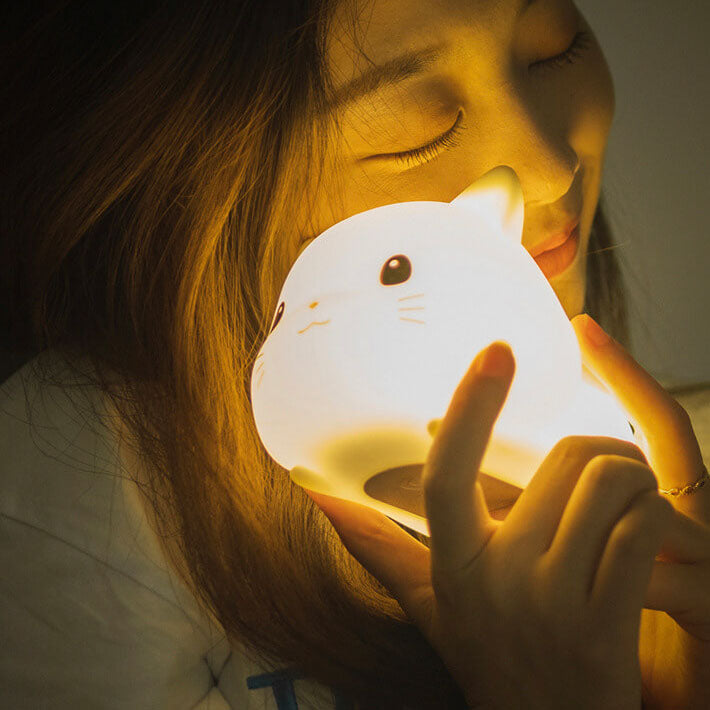 Floroux LED night lamp | Creative silicone cat-shaped lamp | USB charging & Timer | Children's room & Ambient lamp