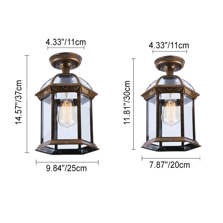 Floroux Outdoor Ceiling Light | Waterproof | Hexagonal Design | Semi-Recessed Mounting