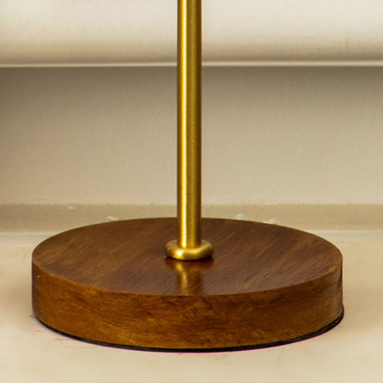 Floroux European Table Lamp | Velvet Drum Design | Copper Wood Base | Lighting for Living Room