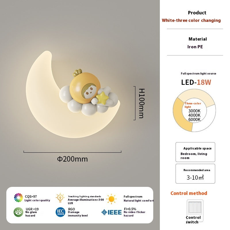 Lampe murale LED en forme de lune Cartoon crème pour la chambre d'enfant (20 cm / 7,8")